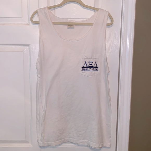 Alpha Xi Delta White And Navy Blue Tank - Picture 1 of 4